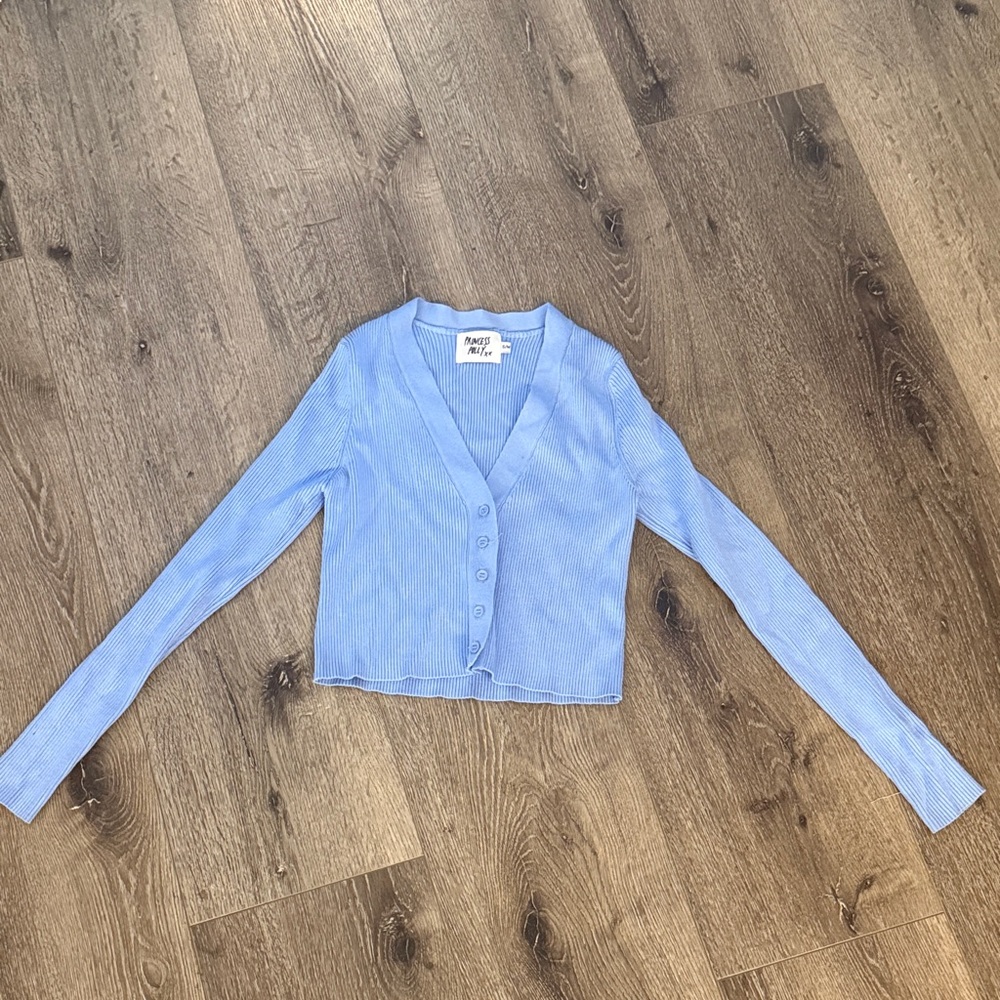 Princess Polly Sky Blue Knit Cardigan Size Small